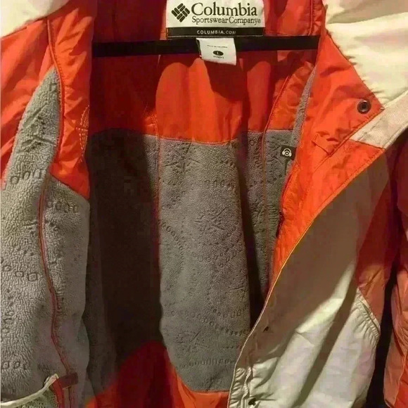 Women’s Columbia Fleece Lined Insulated White Pink Winter Jacket Size Large - Picture 4 of 6